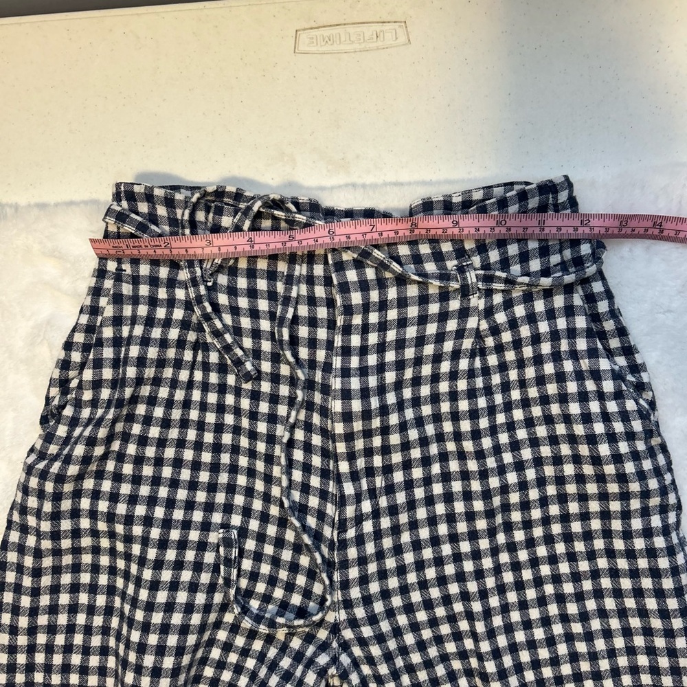 Abercrombie & Fitch Women’s XS Black White Gingham Linen Blend Wide Leg - Picture 10 of 15